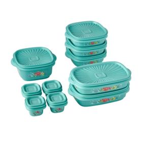 20 Piece Plastic Food Storage Container Variety Set, Breezy Blossom